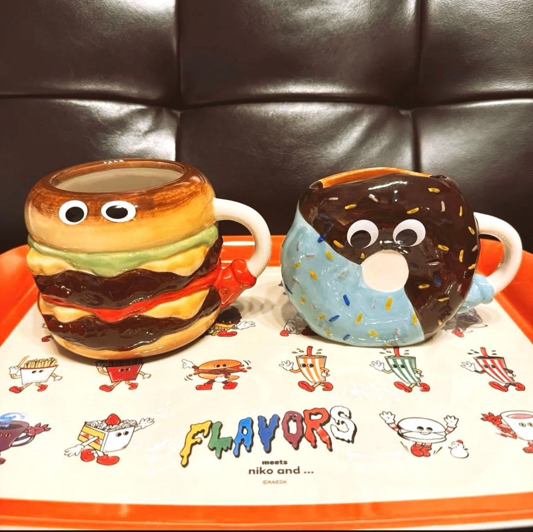 ニコアンド FLAVORS ハンバーガーマグ ドーナツマグ マグカップ2個セット
