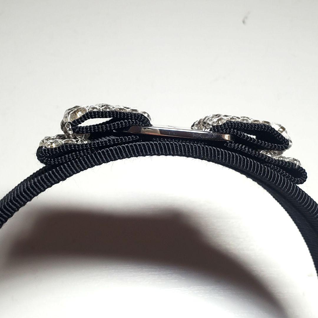 【極美品】フェラガモ カチューシャブラックビジュー h012