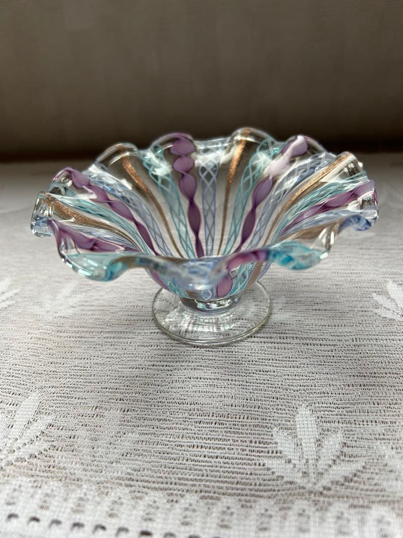 ベネチアングラス ガラス コンポート レース