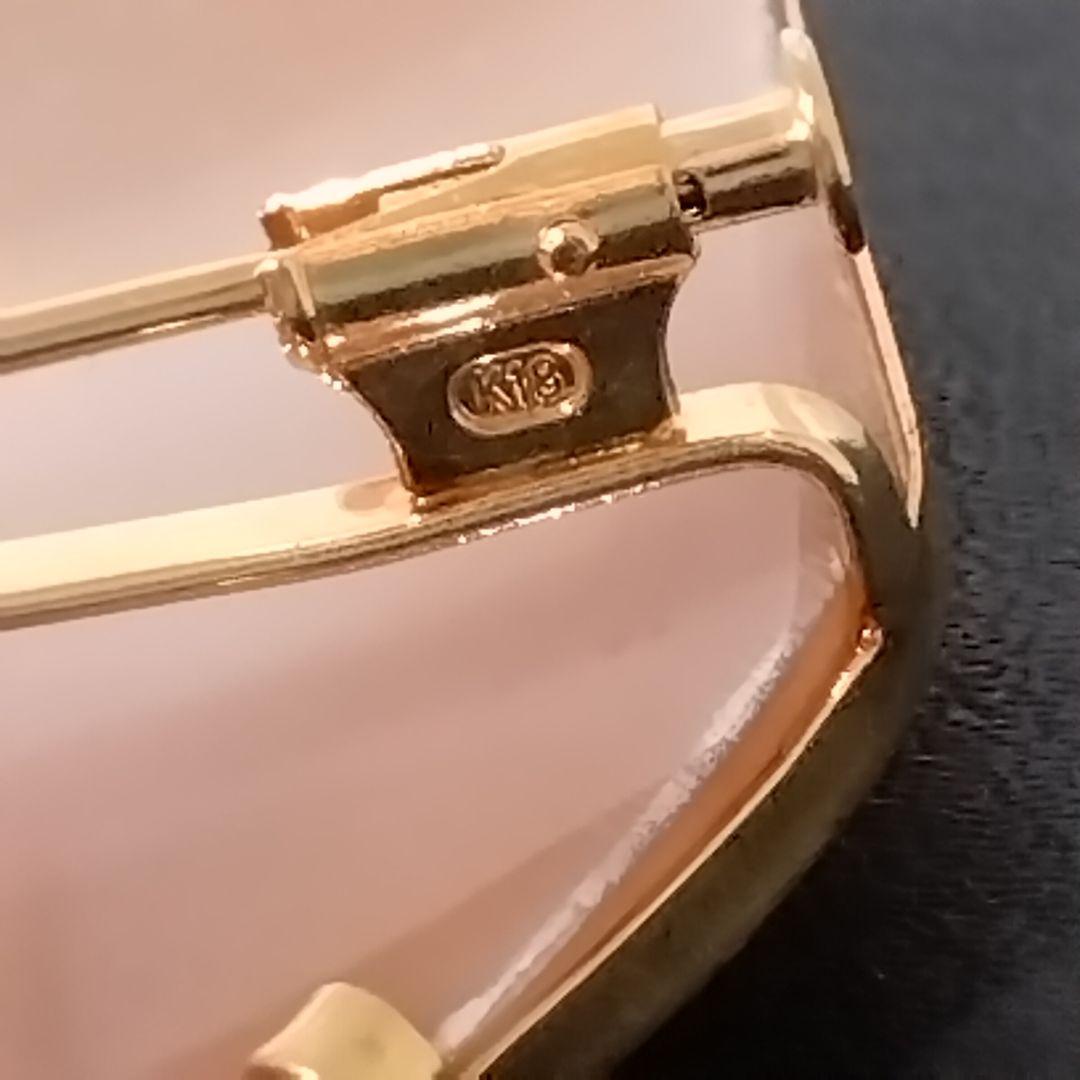 K18◯シェルカメオ★八角形★ブローチ&時々ペンダントトップ★美人シェルカメオ★