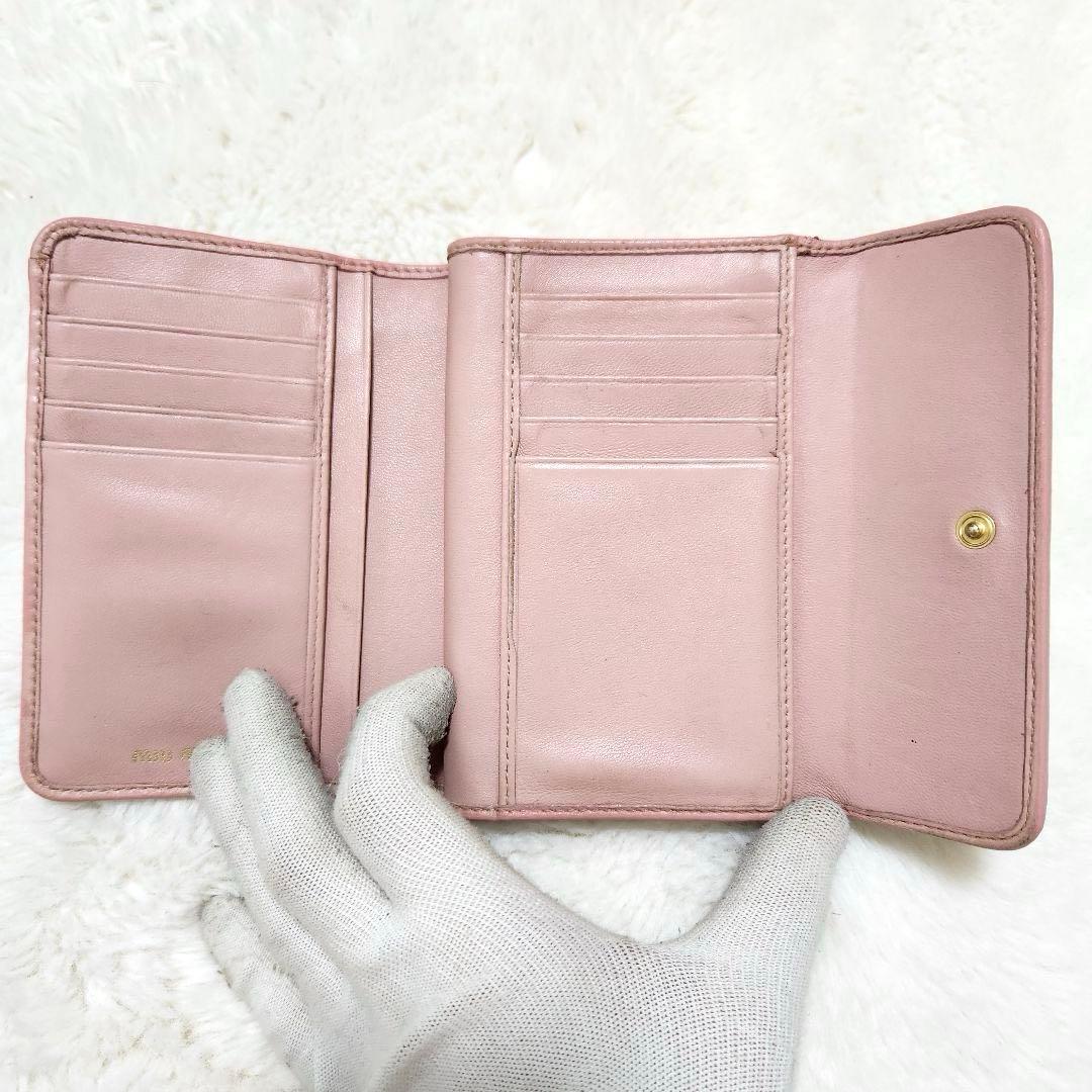 ✨極美品　付属品完備✨ミュウミュウ　三つ折り　マテラッセ　ビジュー　ピンク