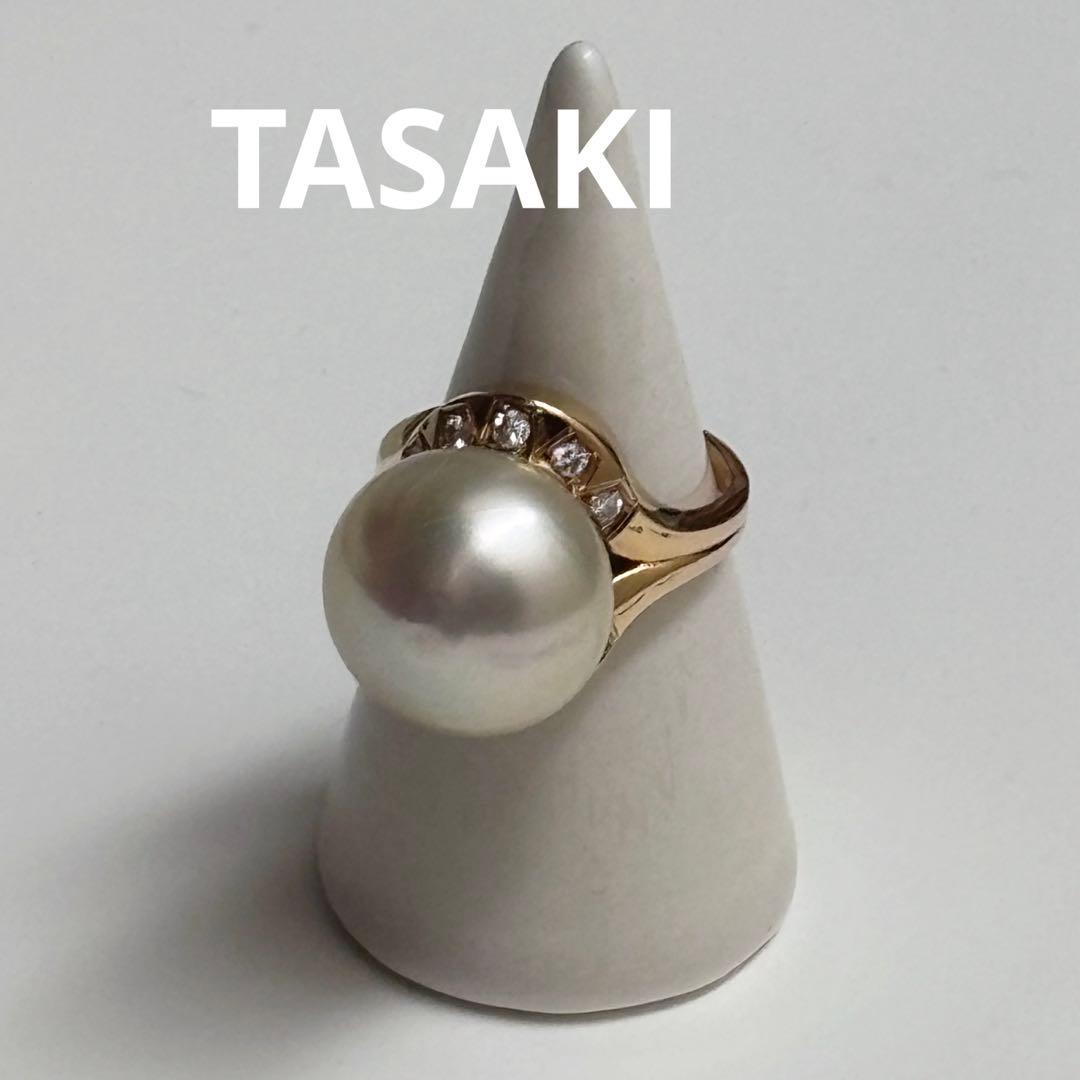 限定お値下げ‼️TASAKI★K18YG★9.2g南洋白蝶真珠14mmダイヤリング