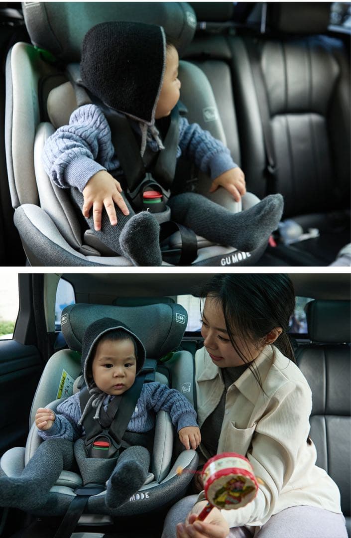 【新品】GU MODE 車用チャイルドシート 360度回転　ライトグレー