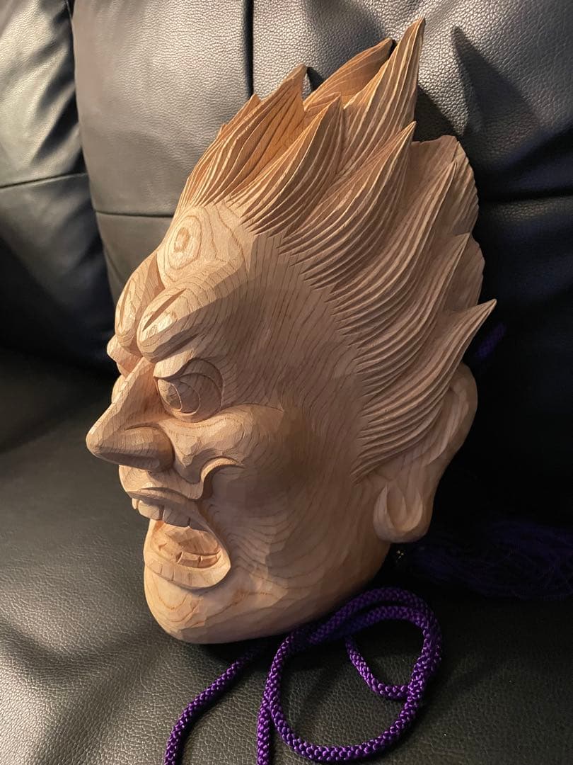 伐折羅大将　手彫り　とても立派な木彫りのお面　名入り