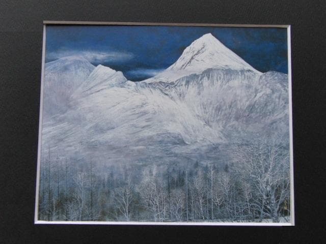 中村豪志、【磐梯】、希少な額装用画集画、新品高級額 額装付、状態良好