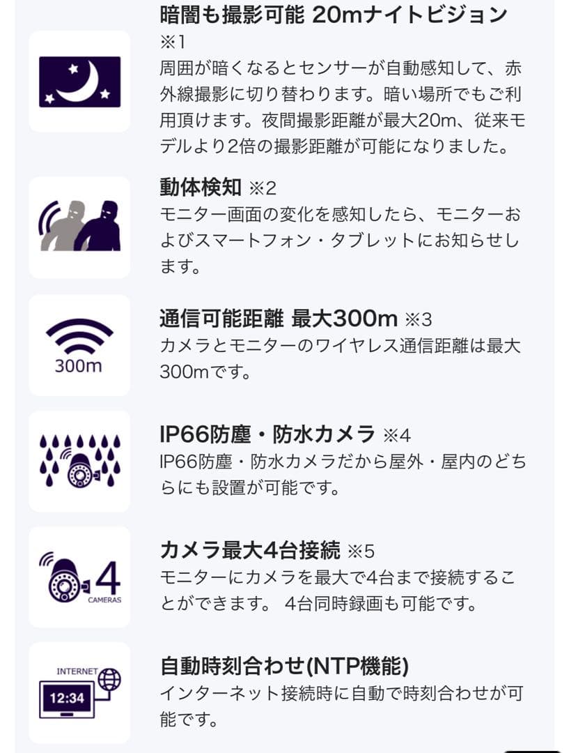 日本アンテナ防犯カメラセット 10.1インチモニター