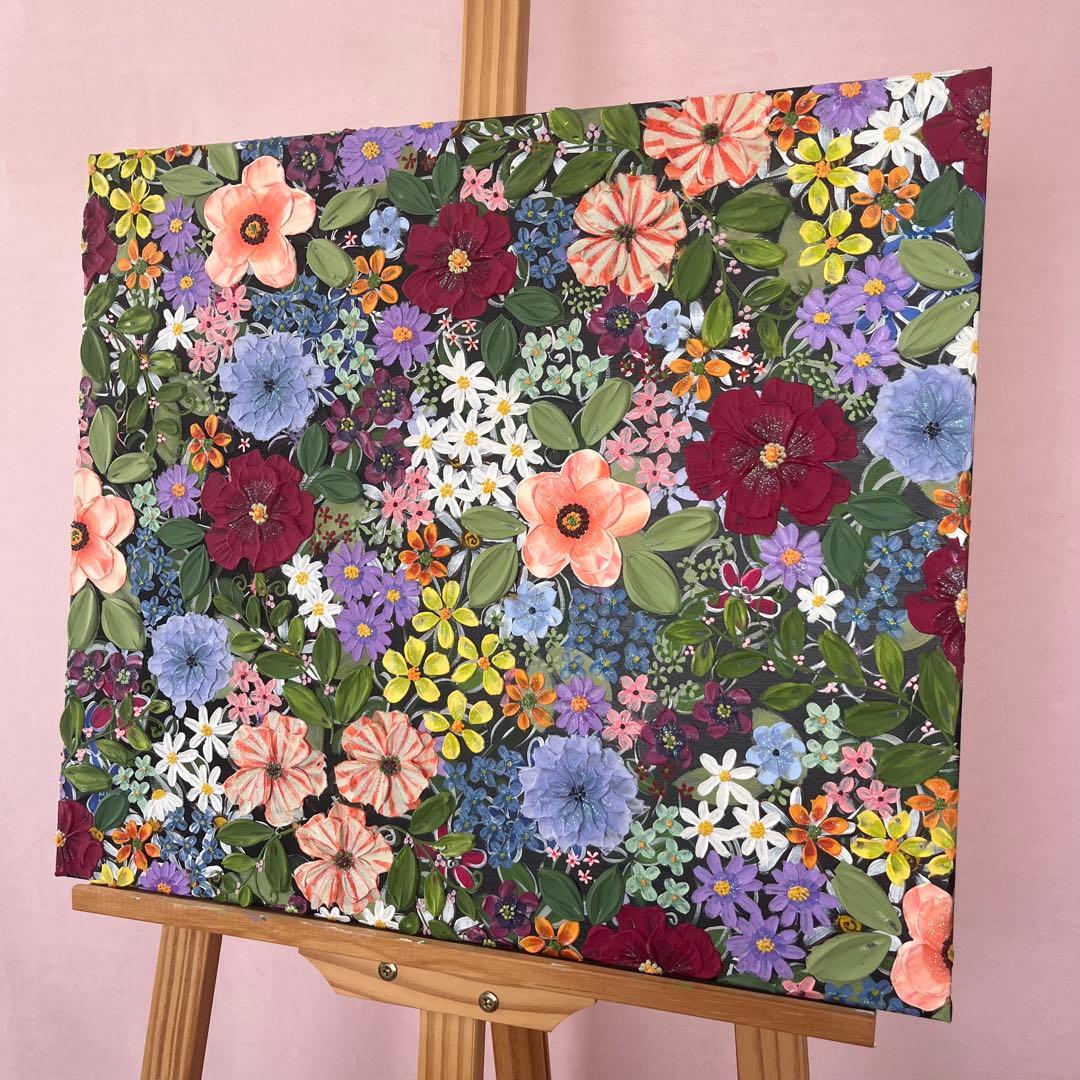 絵画 花の絵 フラワー アート テクスチャーアート ボタニカル ボタニカルアート