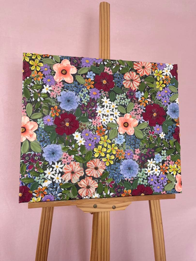 絵画 花の絵 フラワー アート テクスチャーアート ボタニカル ボタニカルアート