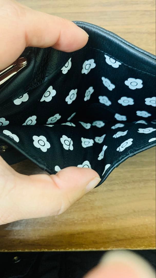 MARY QUANT フレンチシームガマロ ウォレット ブラック財布 がま口