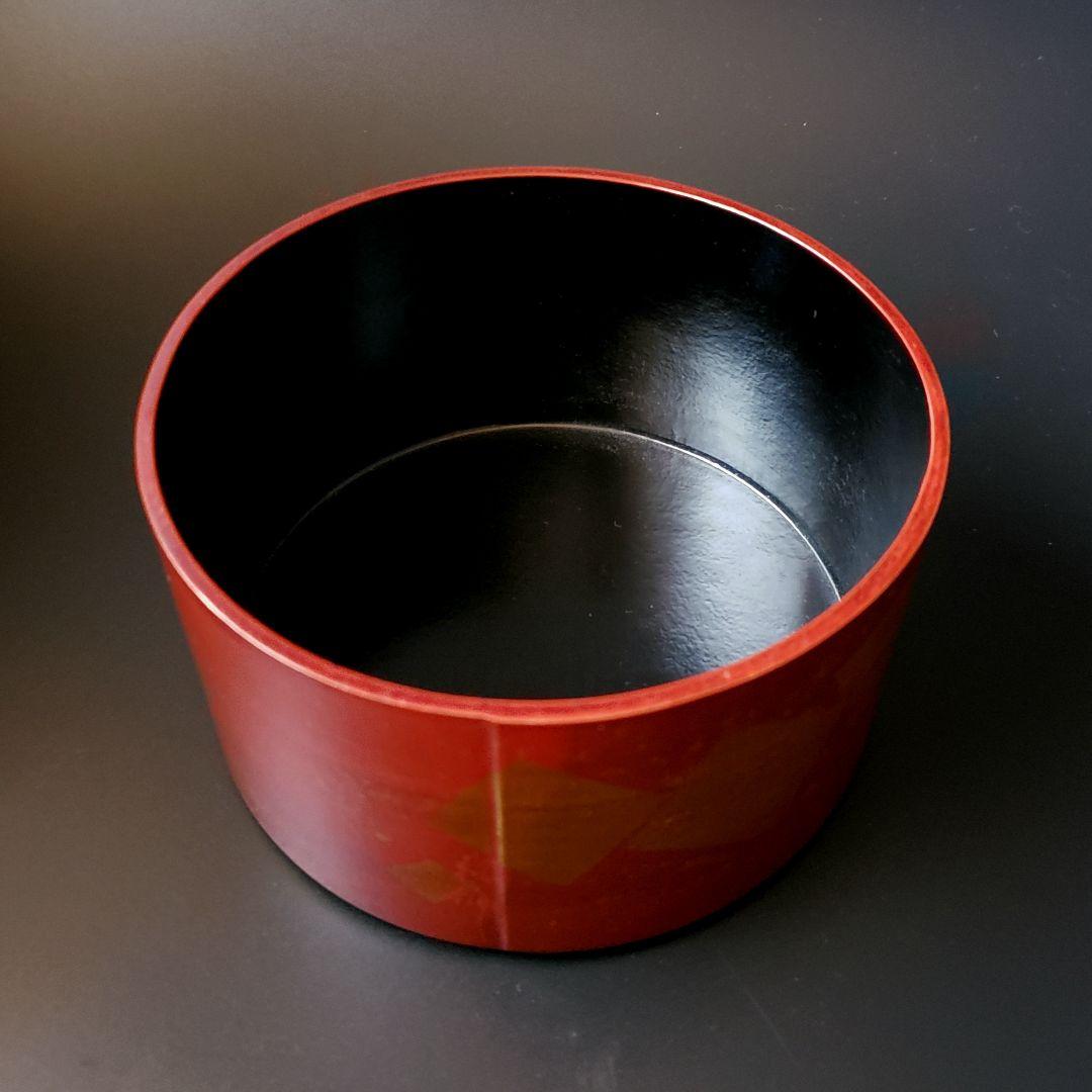 茶道具 一閑張 溜塗 箔散らし 曲 建水 鈴木表朔 共箱 京都 漆芸