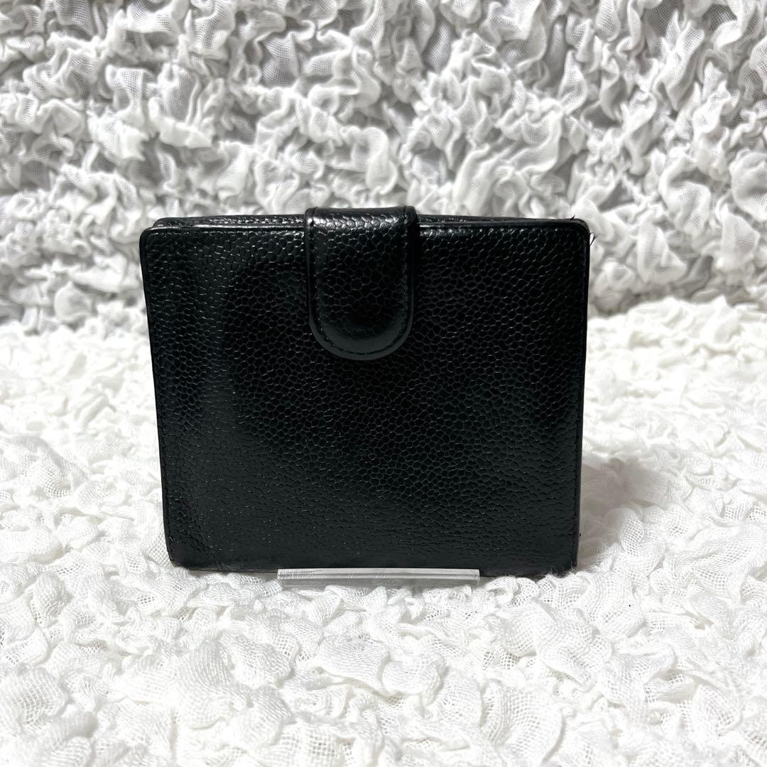 CHANEL✨シャネル キャビアスキン 折り財布 ココマーク ブラック
