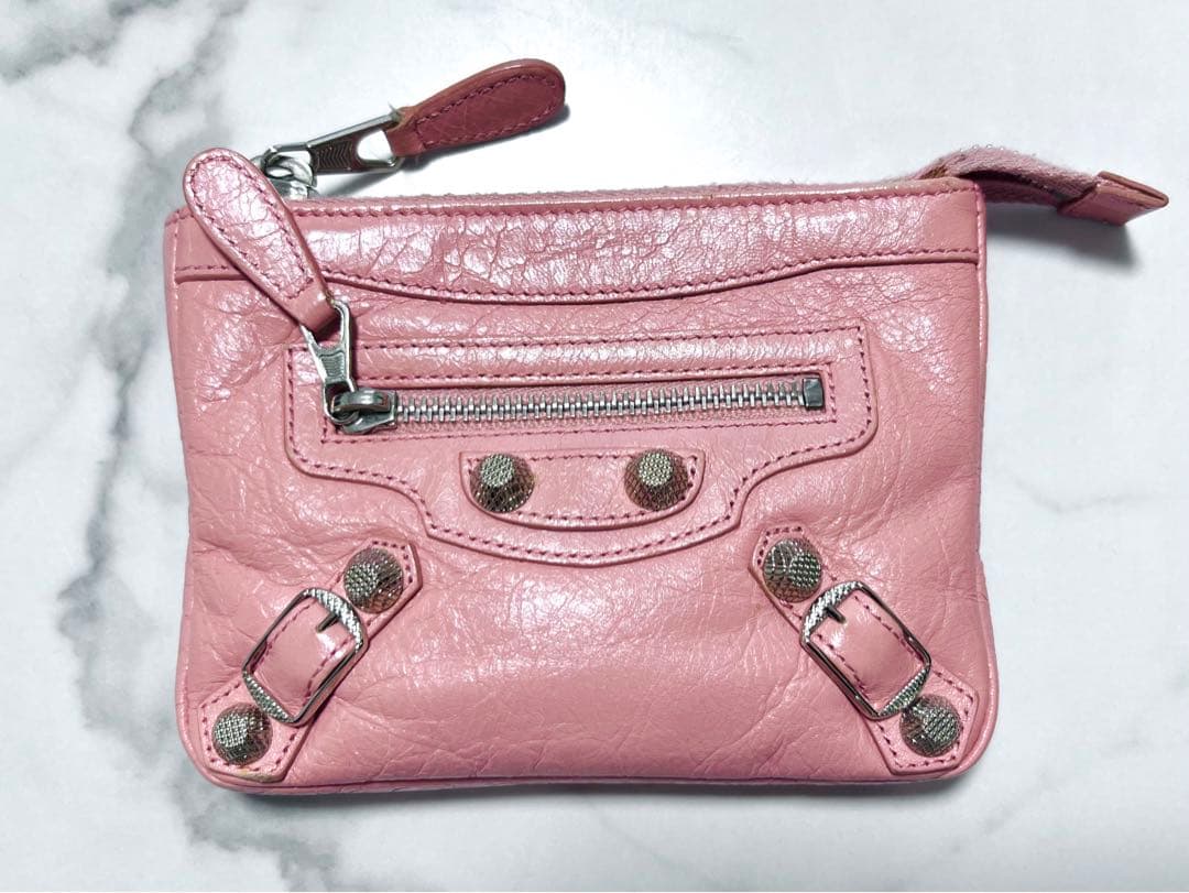 バレンシアガ　ケース　ミニウォレット　ミニポーチ　ピンク　美品