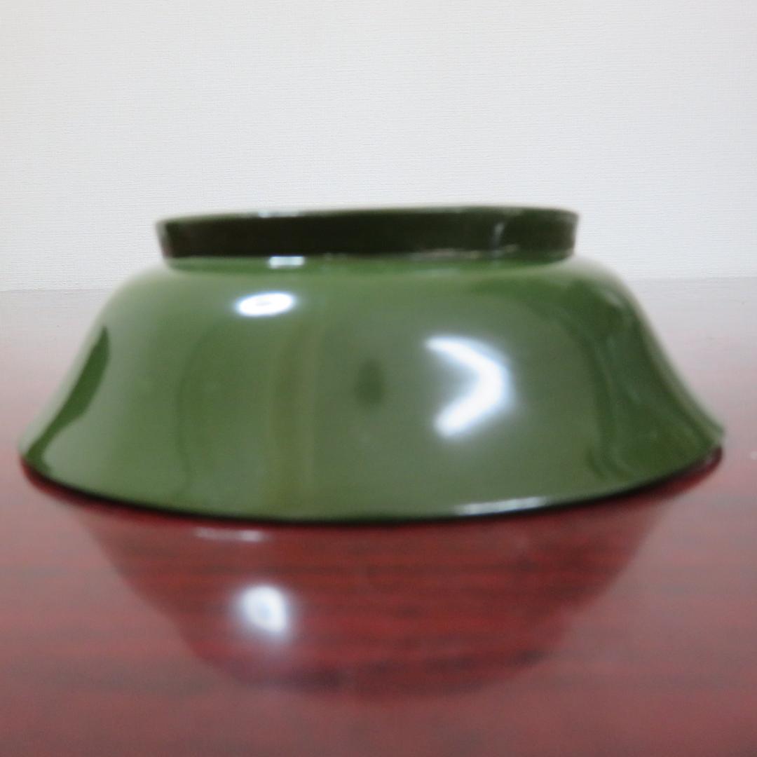 緑吸物碗 青地 盃 蒔絵 大根 カブ 6ケ 小傷1ケ 明治頃 希少 漆器