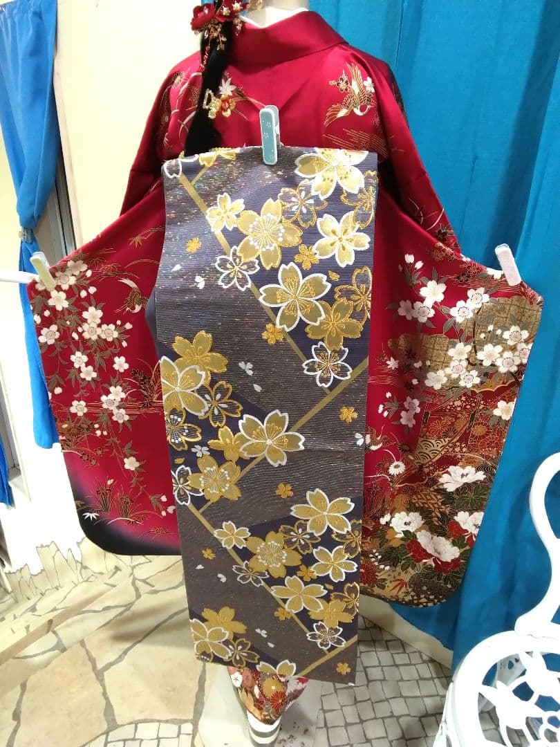 振袖フルセット、やまと誂製成人式、重ね衿、帯揚げ帯締め西陣袋帯、襦袢、ガード加工