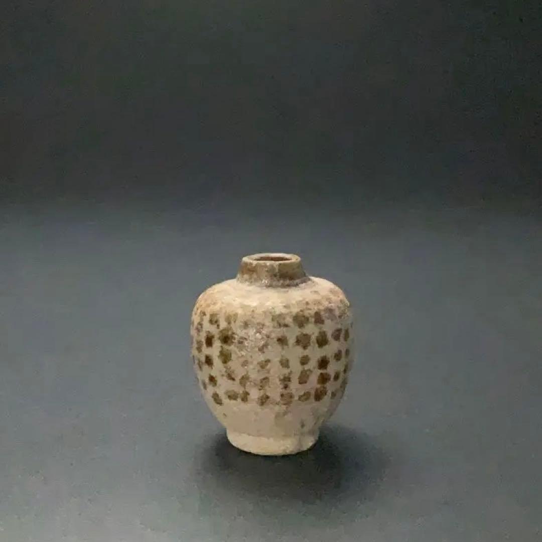 褐釉斑文小壺　タイ　スンコロク　骨董　R1396ダM