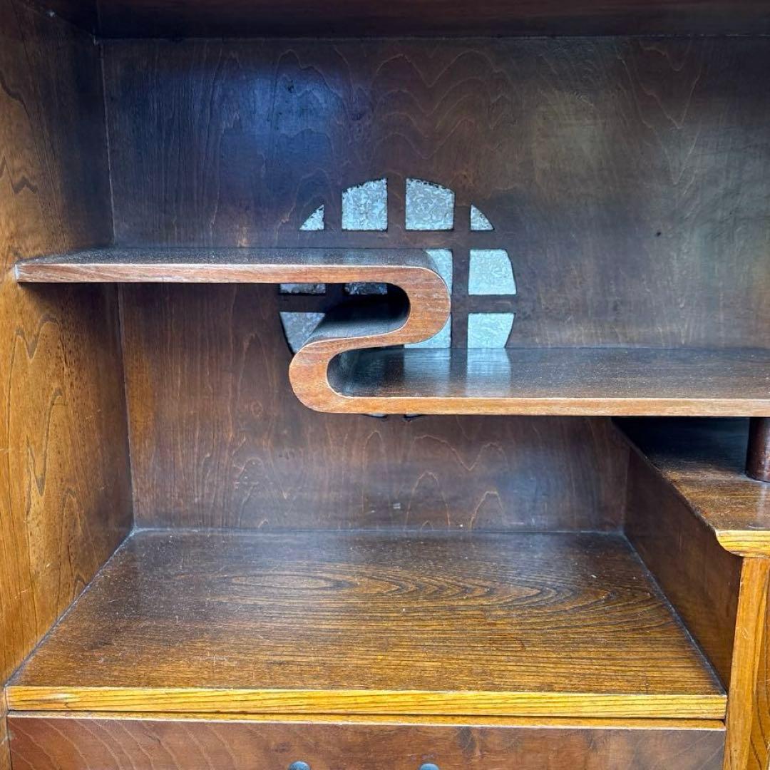 日本のアンティーク 古い茶箪笥 時代箪笥 水屋箪笥 飾り棚 茶棚 食器棚 収納