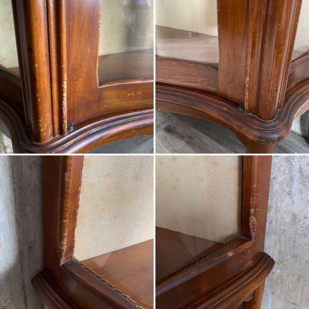 ヴィンテージ ガラスキャビネット　猫脚キャビネット　サイドボード