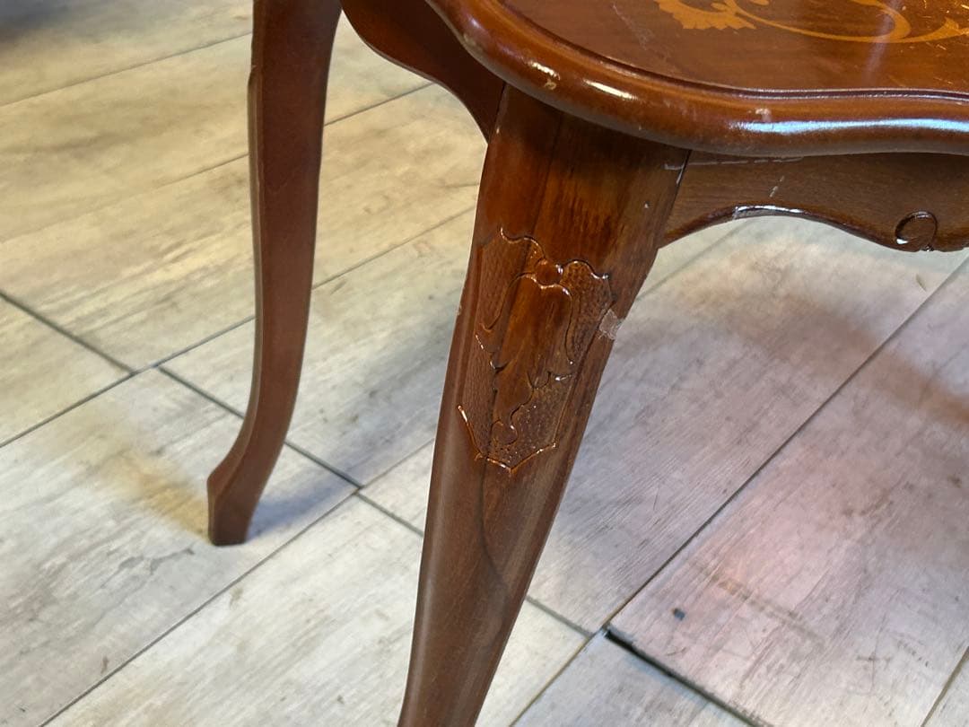 イタリア製　輸入家具　猫脚　象嵌　サイドテーブル　センターテーブル