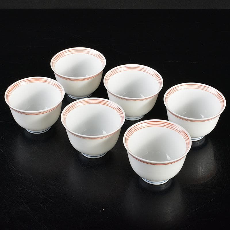 煎茶道具　七仙寿　汲出し茶碗　煎茶碗　六客　時代箱付　M　R7181