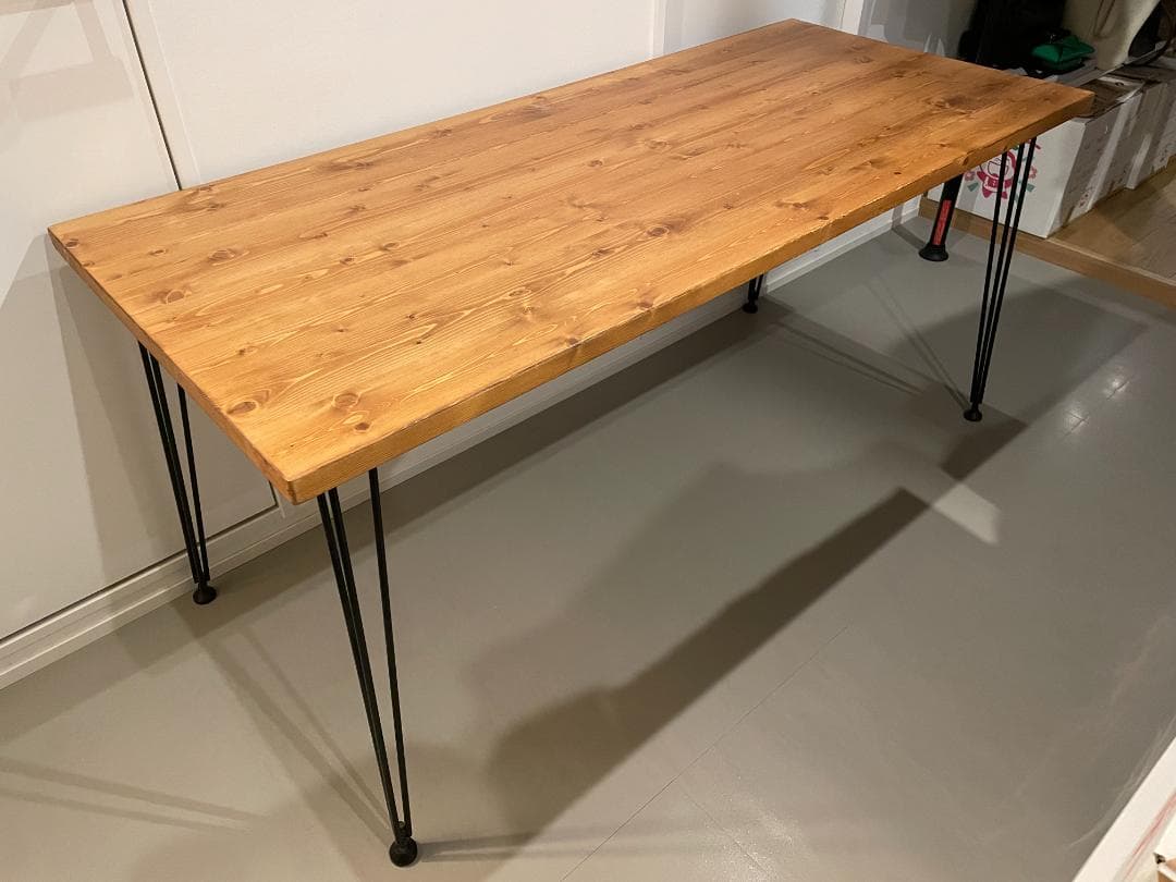 天然木ダイニングテーブル スチール脚