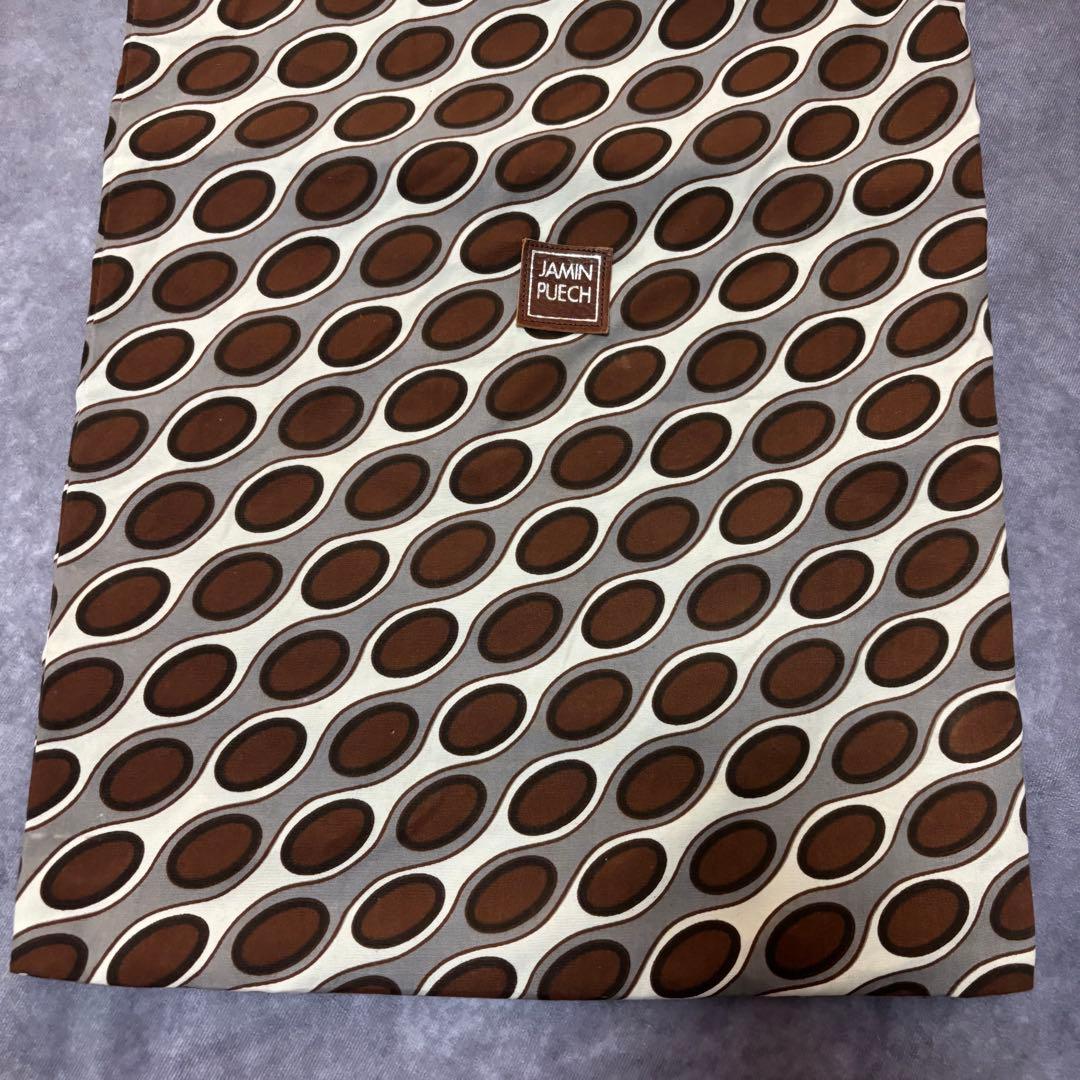 ジャマンピュエッシュ　レザー　ハンドバッグ　木製パーツ　がま口　総柄