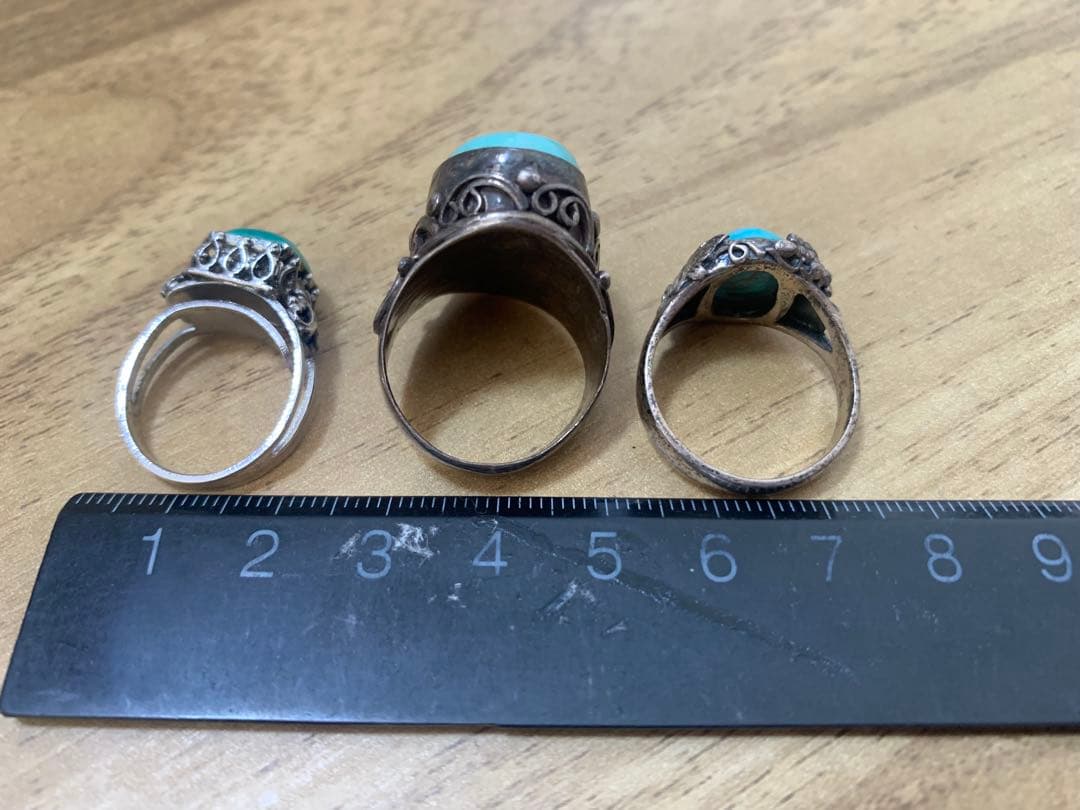 ターコイズ シルバー925リング 3点セット