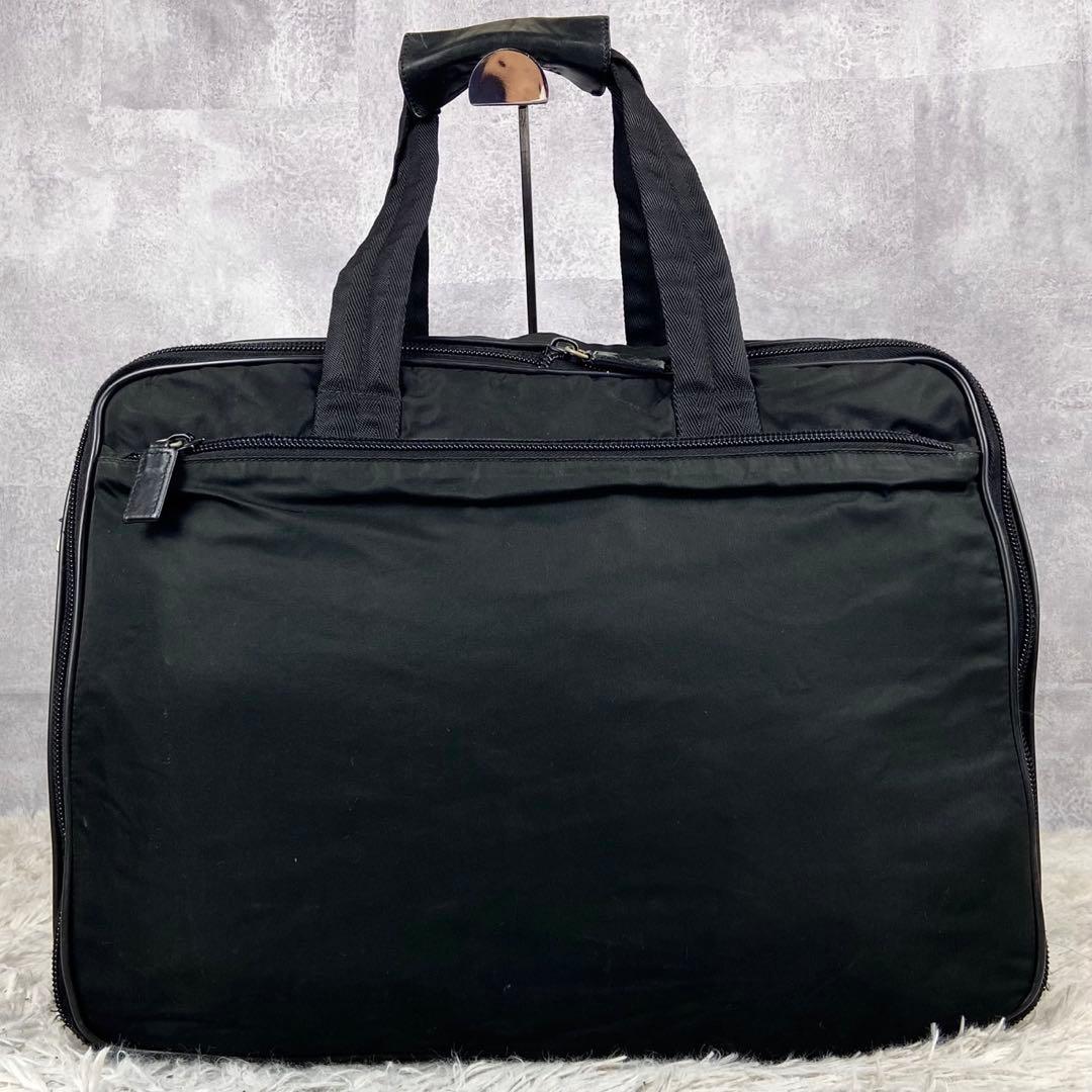 美品 A4可 PRADA ビジネスバッグ 2way 三角プレート ナイロン 黒