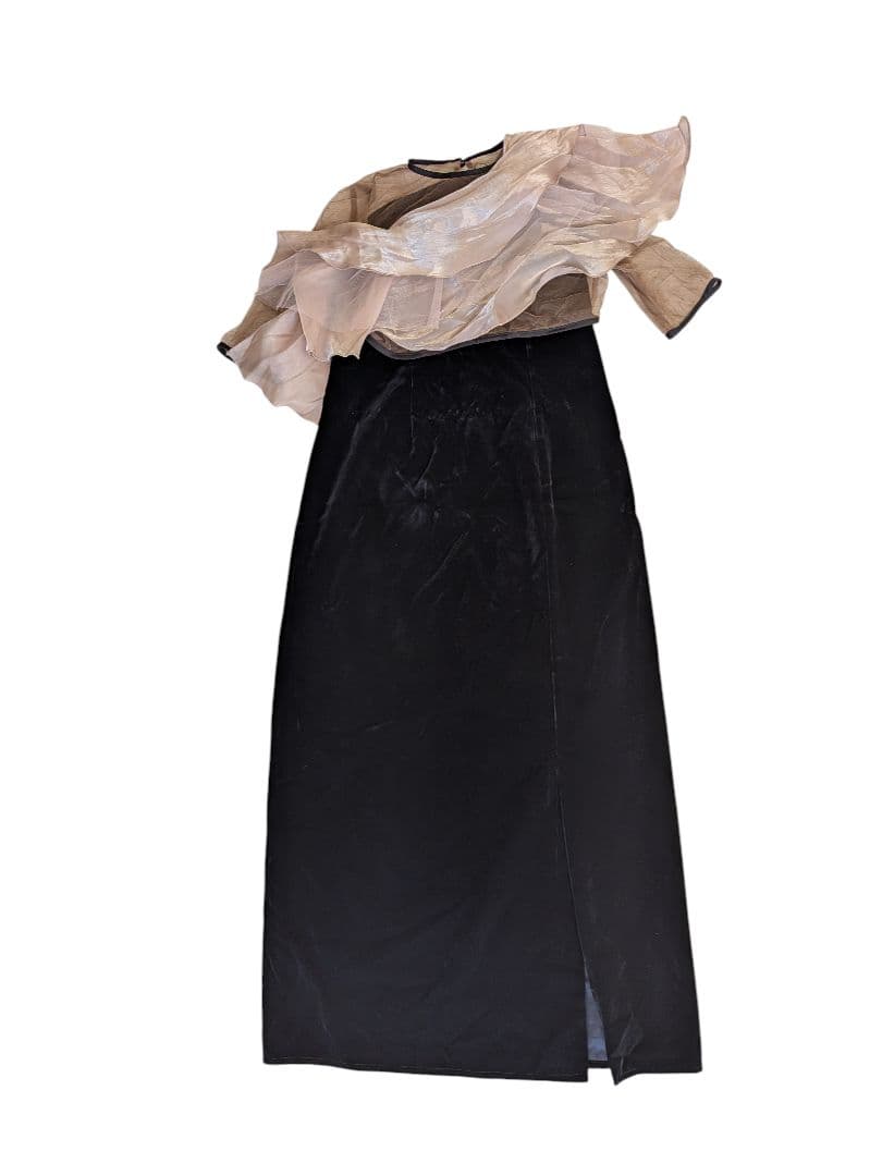 Lejaアシンメトリーティアードフリル3WAYベロアIラインドレスワンピース M