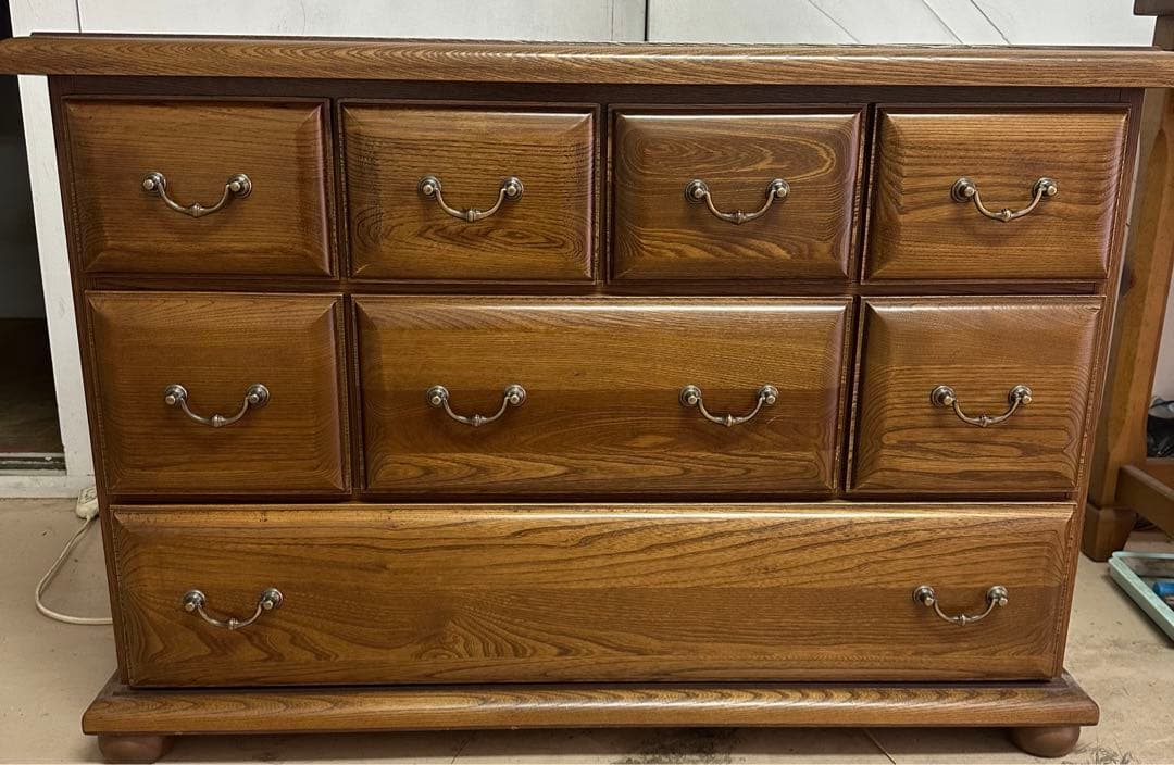 うにゃ　コンパクトチェストキャビネット　オーク材 キャビネット 8引き出し