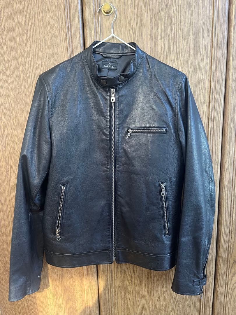 【値下げ！】PSポールスミス　ブラックレザーライダースジャケット　羊皮　M