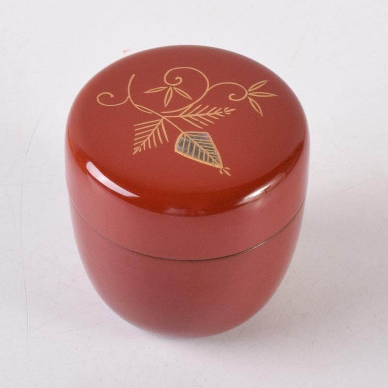 茶道具　蒔絵師　鈴木雲斉作　螺鈿装飾　松唐草蒔絵　棗　共箱　V　7213