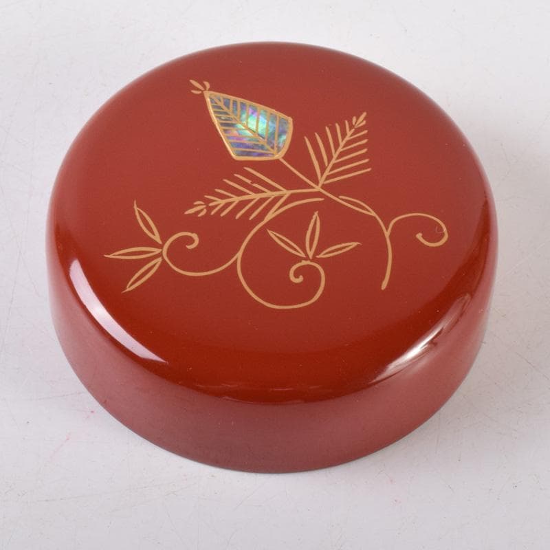 茶道具　蒔絵師　鈴木雲斉作　螺鈿装飾　松唐草蒔絵　棗　共箱　V　7213