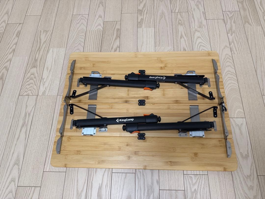 KingCamp 折りたたみテーブル 中型 バンブー 竹 高さ無段階調整