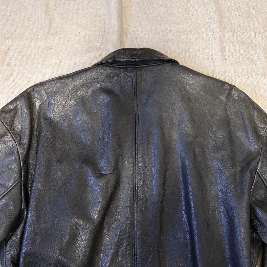 西ドイツ製 短丈 レザージャケット スウィングトップ フェードブラック 黒