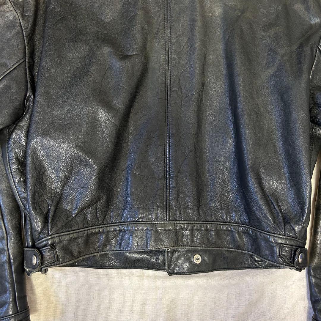 西ドイツ製 短丈 レザージャケット スウィングトップ フェードブラック 黒
