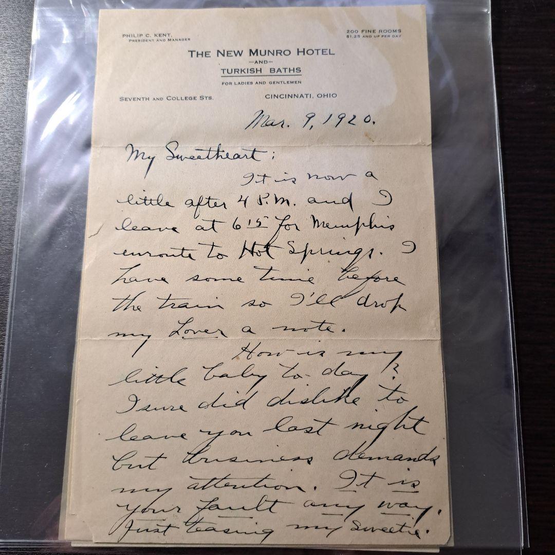 1920年手紙 Hoblitzell MLB T206プレイヤー　ベーブ・ルース