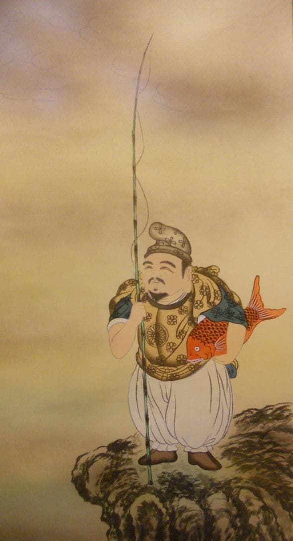 掛け軸 翠山 恵比寿大国 絹本 希少 軸装 茶道具 掛軸 美品 です。