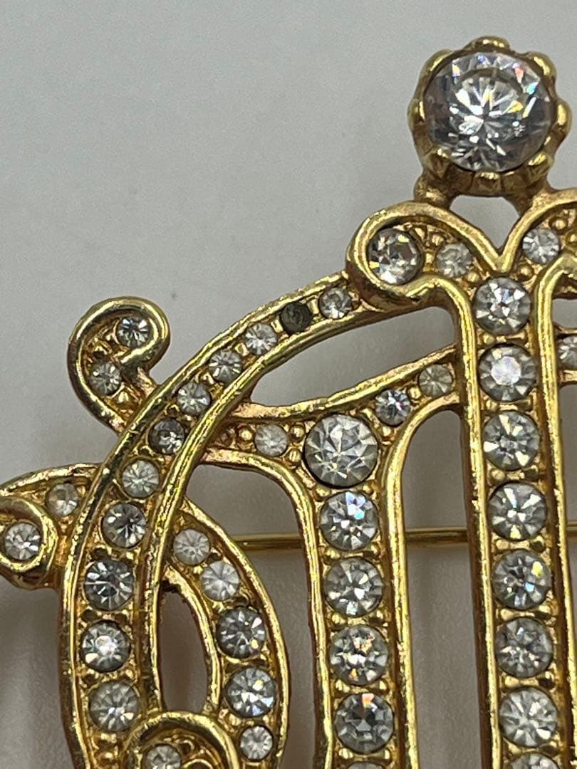 Dior　ブローチ　旧ロゴ ラインストーン　CD　ロゴ　希少