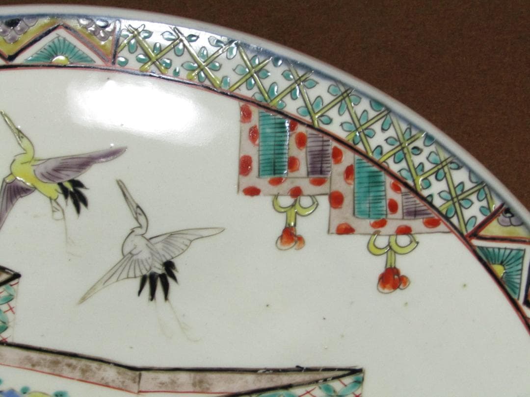 【色絵　時代貝合わせ・貝桶図　一尺三寸皿】古伊万里