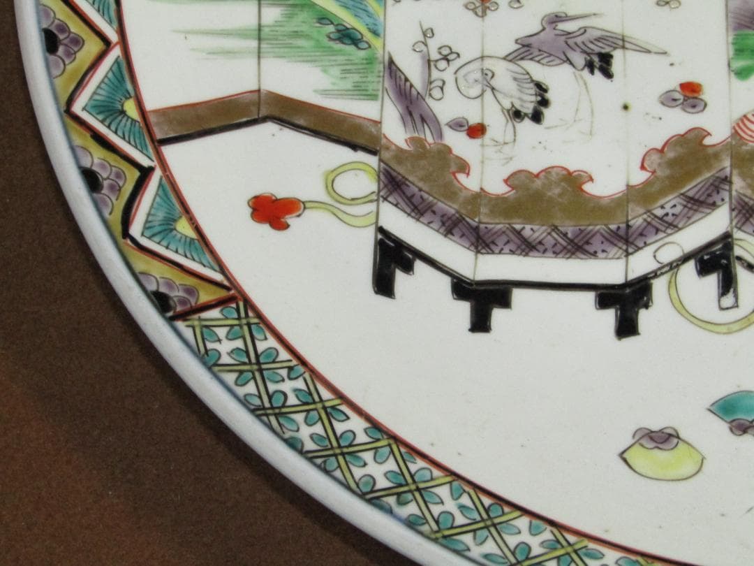 【色絵　時代貝合わせ・貝桶図　一尺三寸皿】古伊万里