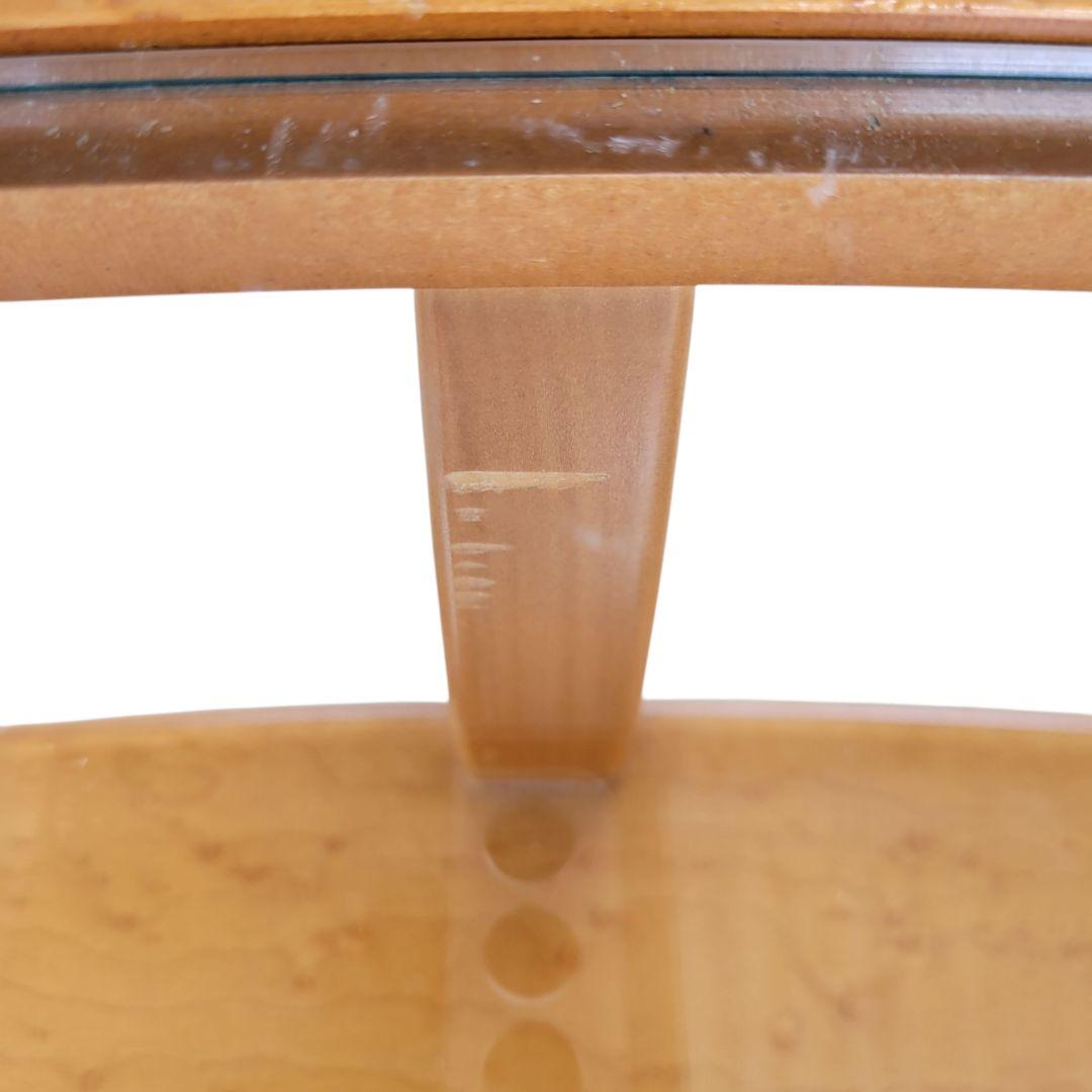 【希少】天然木 円テーブル ガラステーブル サイドテーブル 座卓テーブル