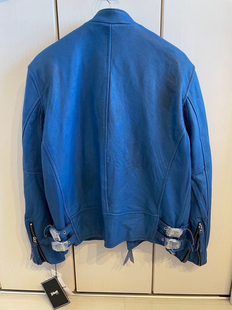 Schott ショットライダースジャケット ダブルブレストブルー　試着のみ
