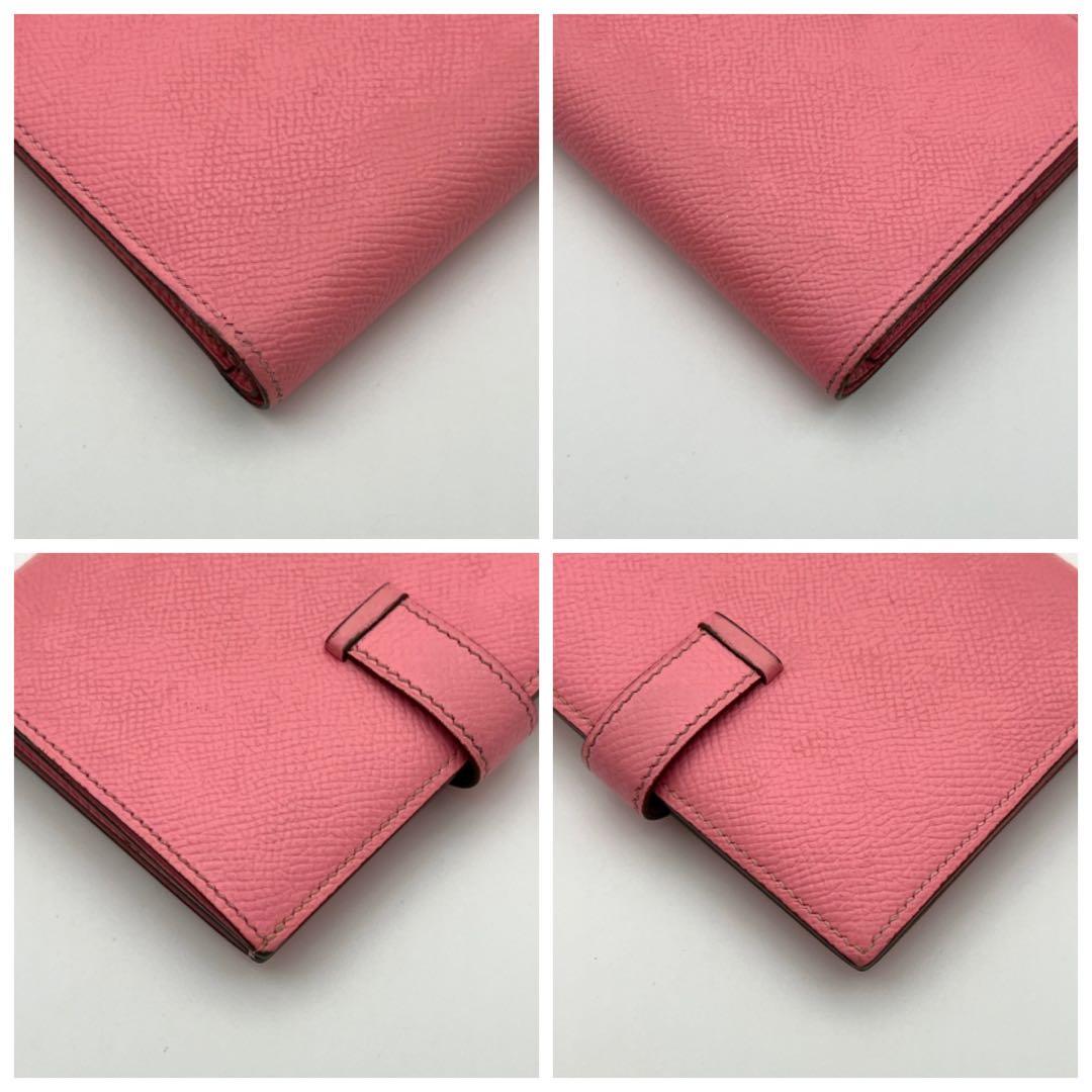 【鑑定済】エルメス ベアン コンパクト 折り財布 ローズコンフェッティ