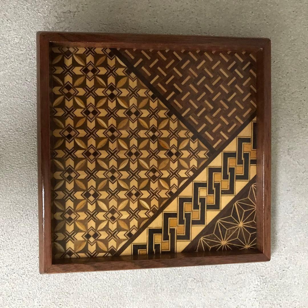 希少　箱根寄木細工　工芸品　取り皿10枚　取り箸付き(箱根駅伝トロフィー)