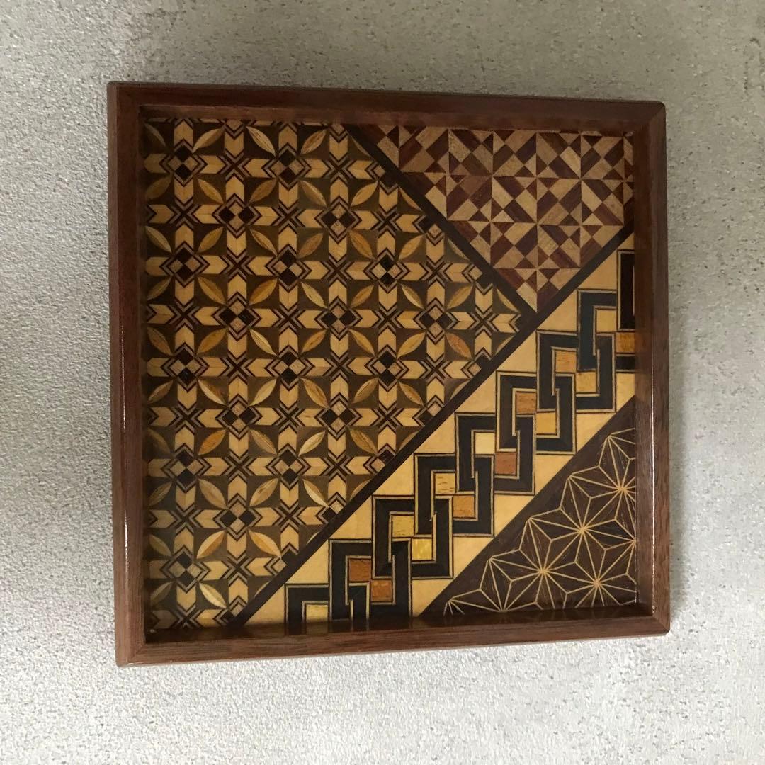 希少　箱根寄木細工　工芸品　取り皿10枚　取り箸付き(箱根駅伝トロフィー)