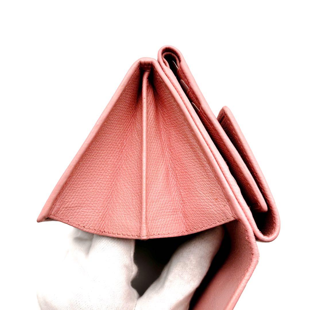 【美品✨】シャネル 財布 ココボタン Wホック 三つ折 ピンク