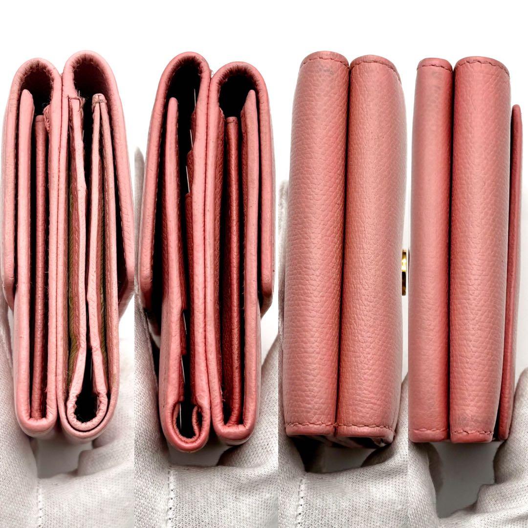 【美品✨】シャネル 財布 ココボタン Wホック 三つ折 ピンク