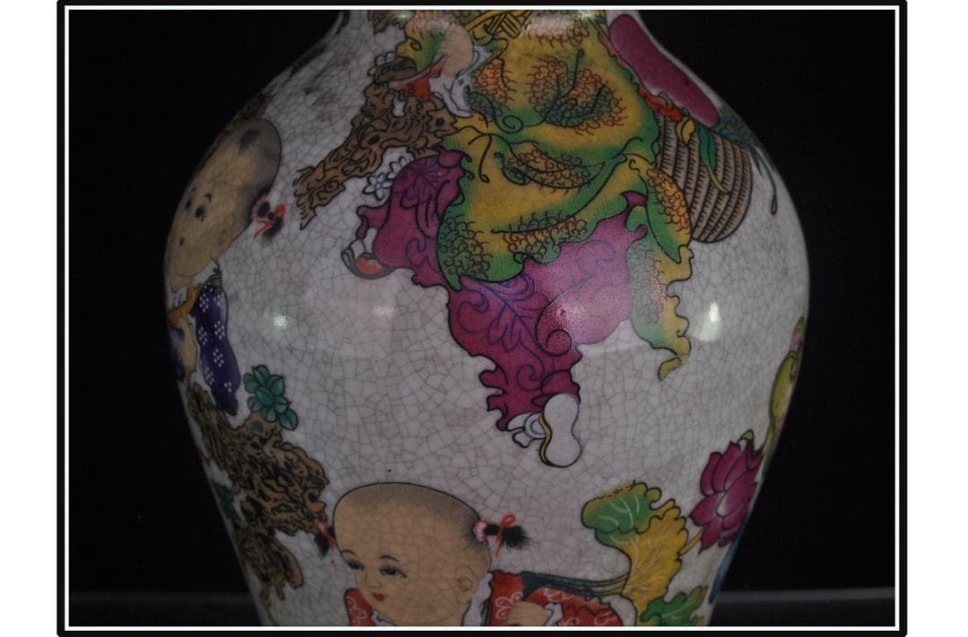 中国 清時代　在銘手描き花瓶 美術品　激安骨董品古美術 DE978B14-2