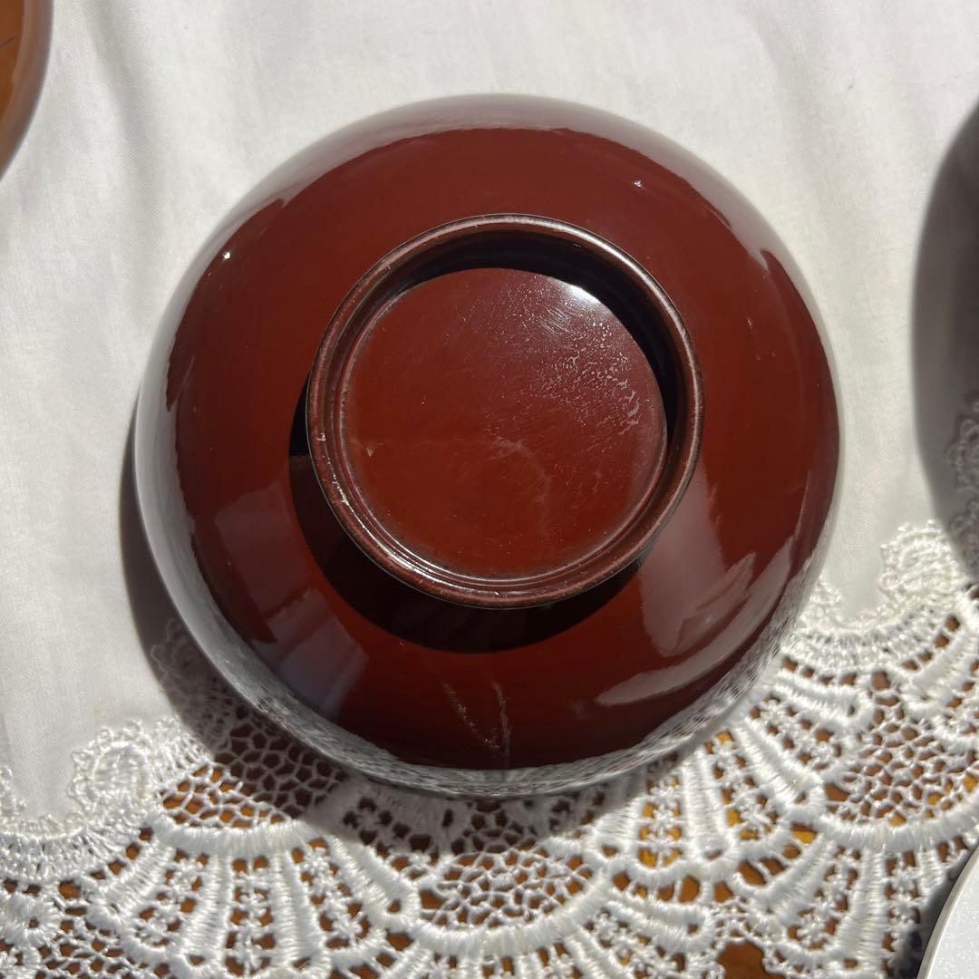 茶道 煎茶 年代物 漆器 沈金 梅に鶯 吸物椀 10客揃