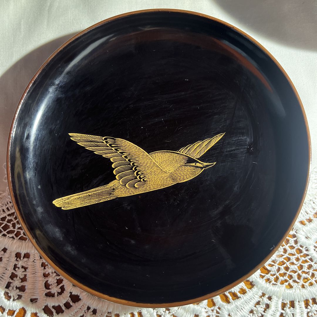 茶道 煎茶 年代物 漆器 沈金 梅に鶯 吸物椀 10客揃